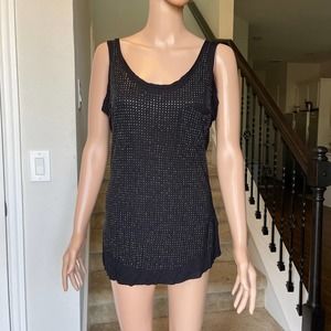 Guess Jeans Black Tank Top embellished Eomen Sz L slightly used